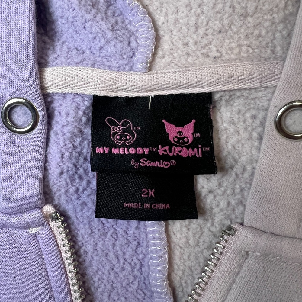 My Melody & Kuromi by Sanrio Pastel Purple Pink Color Block Full Zip Hoodie - Picture 6 of 12
